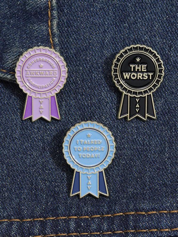 Cute Funny Medal Design Brooch, 3 Counts set Trendy Novelty Badge for Backpacks, Hats & Clothes Decor, Casual Kawaii Accessories As Gift for Men & Women