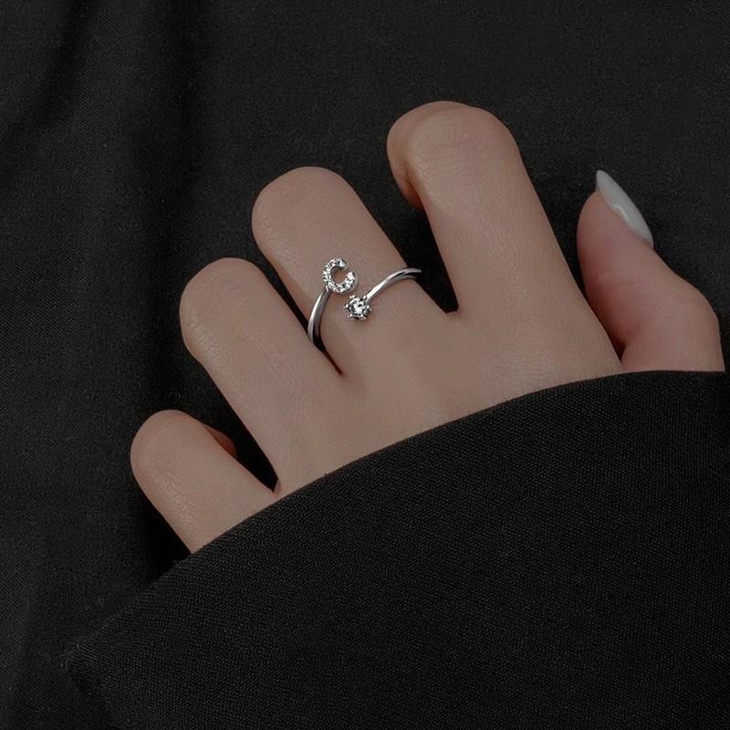 1 Piece Letter rings, Adjustable size, Initial rings for female, Daily wear,couple rings,Non-allergenic material,Christmas Gifts