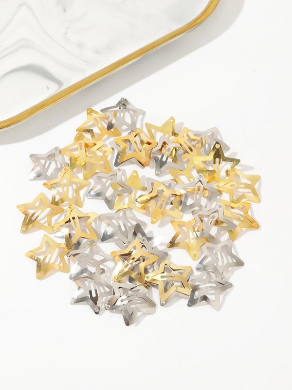 Hollow Star Design Hair Clips, Fashion Alloy Hair Accessories, Fixed Hair Clips for Fine Hair & Bangs, Casual And Versatile Accessories for Women and Girls, Halloween Accessories