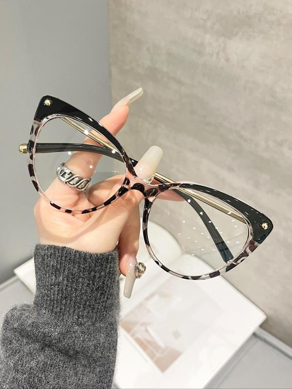 Women's Cat Eye Frame Eyeglasses, Trendy Casual Eyeglasses for Everyday Use, Fashion Accessories for Outdoor Activities