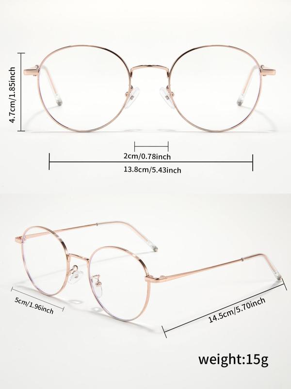 Unisex Preppy Style Round Frame Eyeglasses, 1 Pair Trendy All-match Minimalist Eyeglasses for Everyday, Versatile Accessories for Daily Use