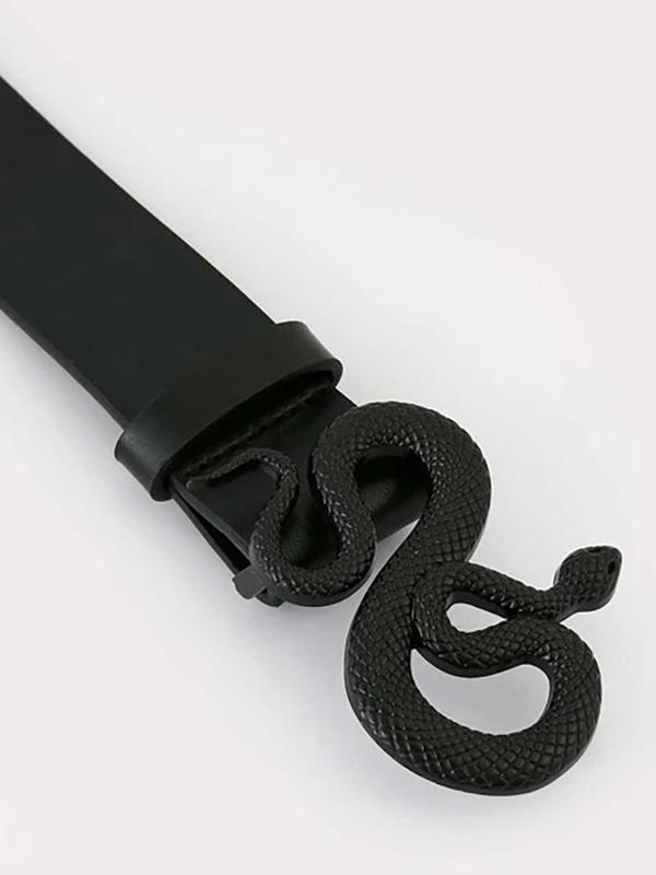 Y2K Fashionable Simple Snake Design Buckle Belt, PU Buckle Belt, Casual Waistband for Jeans Short Skirt