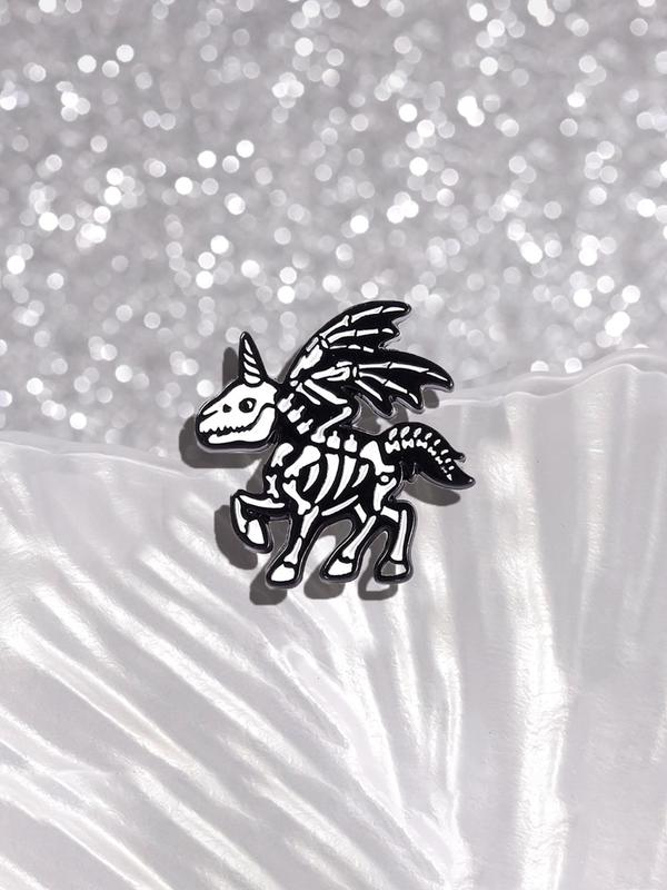 Cute Skeleton Unicorn Design Brooch, Fashion Alloy Badge for Clothes, Enamel Pin Suitable for Backpacks, Jeans, Scarves, Hats Decoration, Casual Alloy Accessory for Men & Women