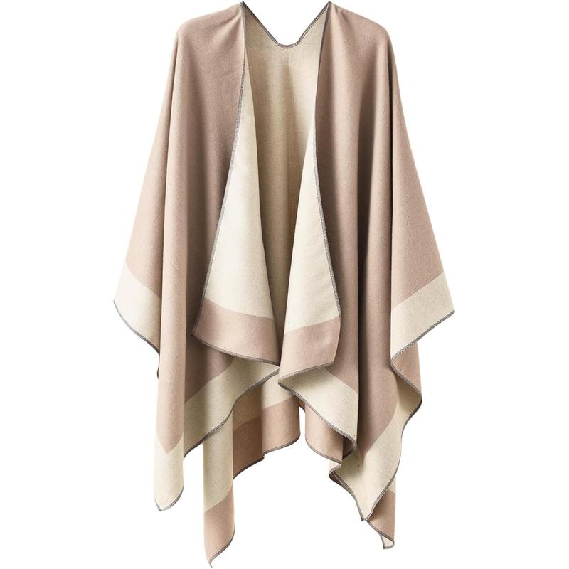 Autumn Winter women's fashion shawl Front open shawl sweater Casual cardigan shawl Poncho Warm running shawl