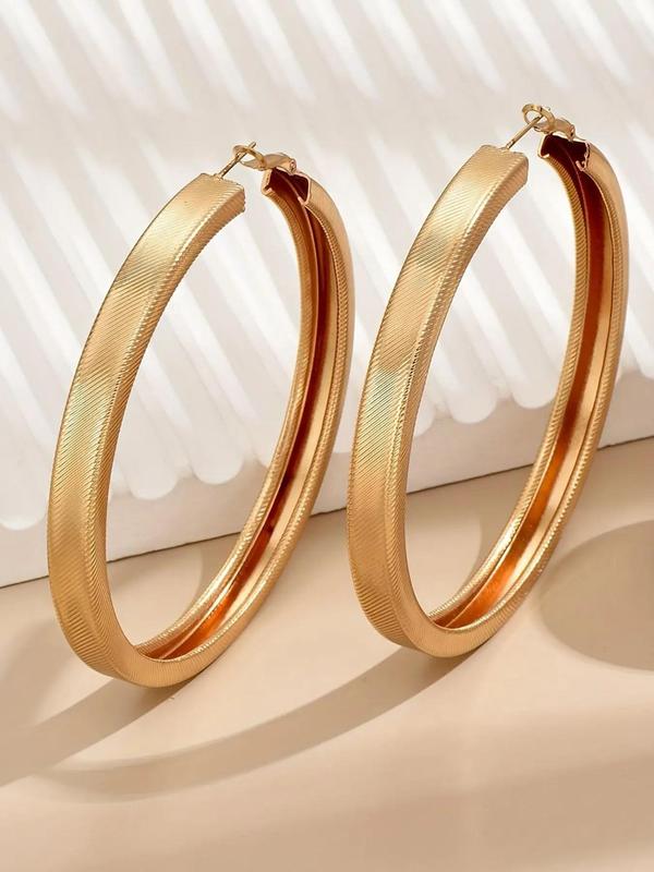 Women's Punk Style Minimalist Hoop Earrings, Trendy Exaggerated Round Shape Hoop Earrings, Chic Gorgeous Jewelry As Gift for Girlfriend for Party Decor