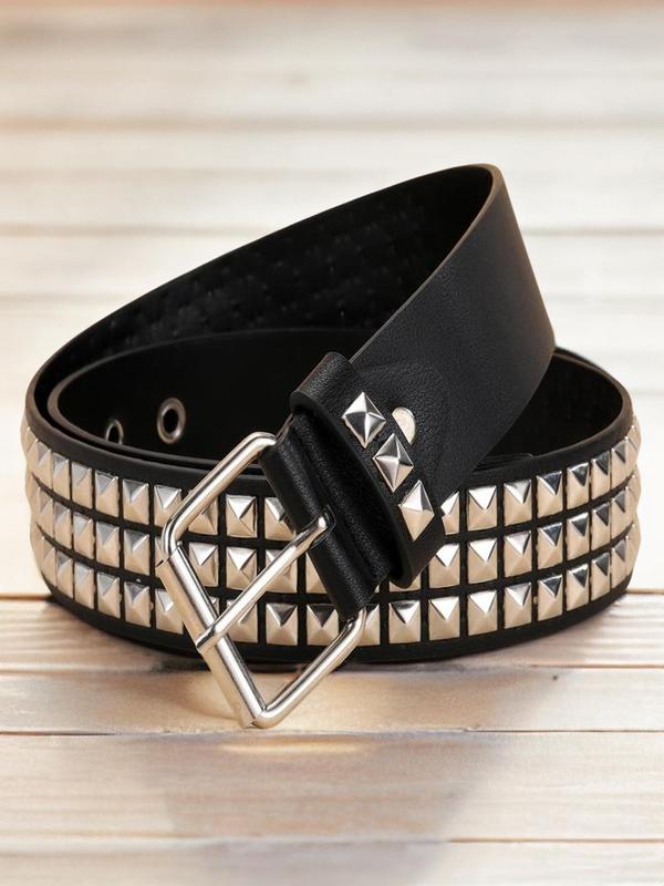 Street Trend Rivet Y2k Studded Pu Buckle Belt for Men & Women, Fall New Trendy Punk Goth Designer Belt for Club Outfit, Jeans, Trendy Waistband for Trouser, Fashion Hippie Accessories As Gift for Adults, Fall Outfit, 80s