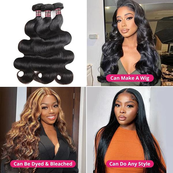 Body Wave Bundles Human Hair Weave 1 3 4 Bundles Natural Color Remy Hair Weave Extensions