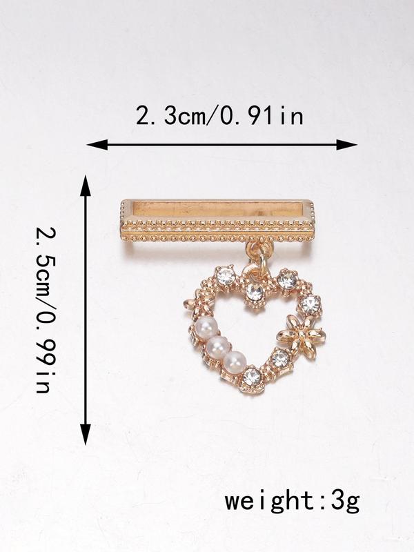 Creative Faux Pearl & Flower & Rhinestone Decor Heart Charm Watch Band Decorative Ring, Trendy Exquisite Watch Strap Accessories for Women & Girls