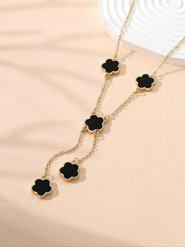 Elegant Flower Detail Pendant Necklace for Gift, Alloy Cute Matching Necklace Jewelry for Women, Gorgeous Classic Accessories for Daily Wear & Party