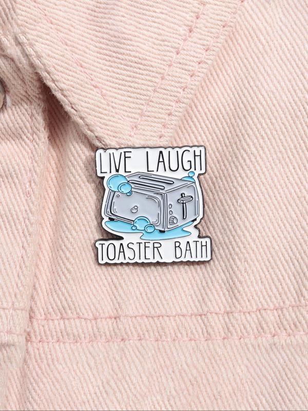 Cartoon Toaster Design Brooch, Letter Pattern Enamel Pin, Clothes Accessories for Men & Women, Perfect for Backpacks, Jeans, Scarves, Hats Decoration