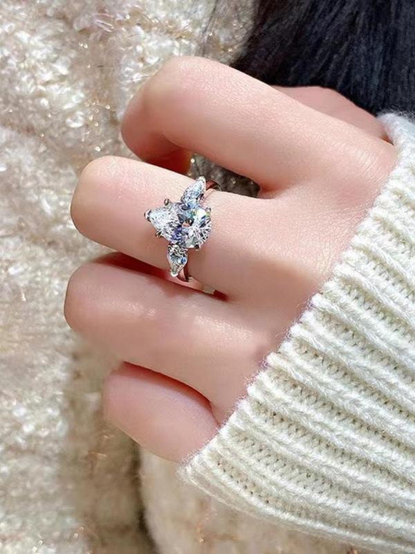 Elegant Water Drop Shaped Rhinestone Decorated Ring for Women, Fashion Jewelry for Party, Daily Decor, Trendy All-match & Exquisite Jewelry for Birthday Gift, without Box