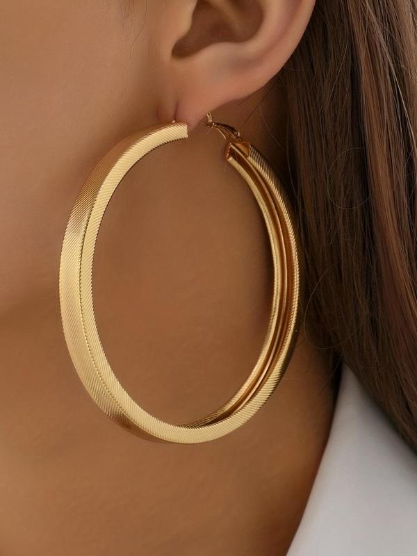 Women's Punk Style Minimalist Hoop Earrings, Trendy Exaggerated Round Shape Hoop Earrings, Chic Gorgeous Jewelry As Gift for Girlfriend for Party Decor