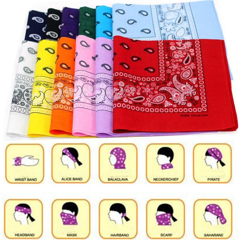 One Dozen 12count Assorted Cotton Novelty Double Sided Print  Scarf Headband Handkerchiefs