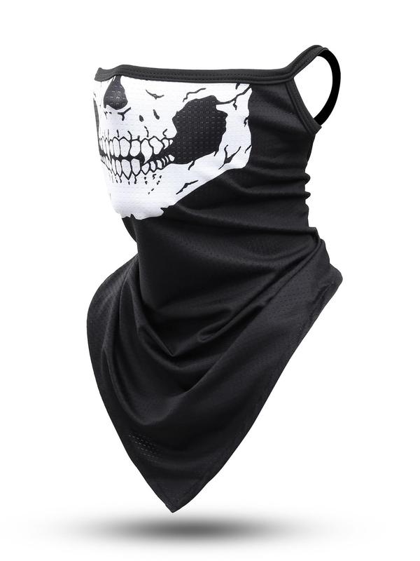 Fashionable Creative Skull Print Face Mask, Breathable Sun Protection Face Covering, Outdoor Sports Face Scarf for Men & Women