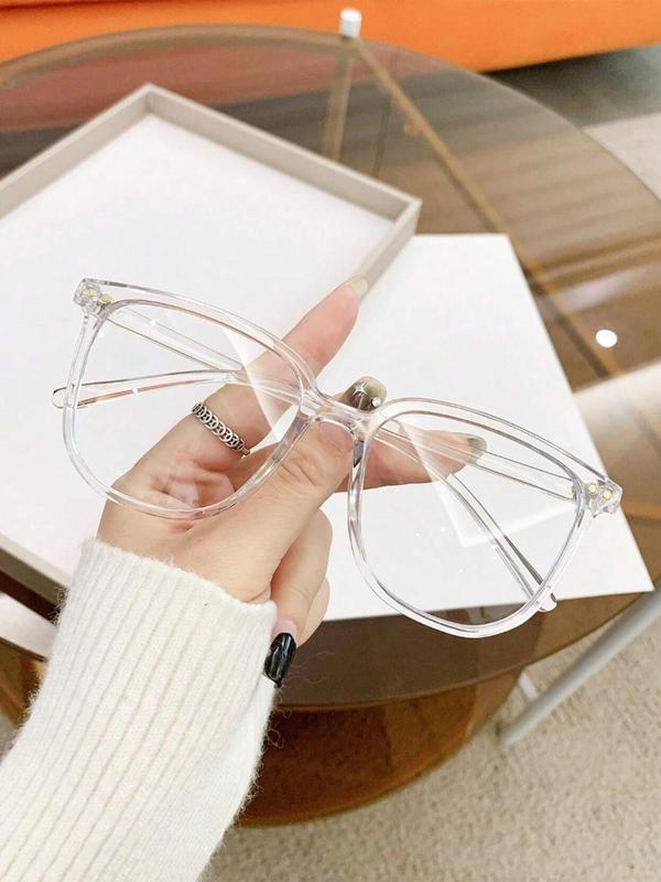 Summer Street Trend Minimalist Eyeglasses,  Stylish Glasses, Casual Large Square Frame Glasses Trends 2024, Fashion Accessories Gift for Girlfriend Back To School Fall