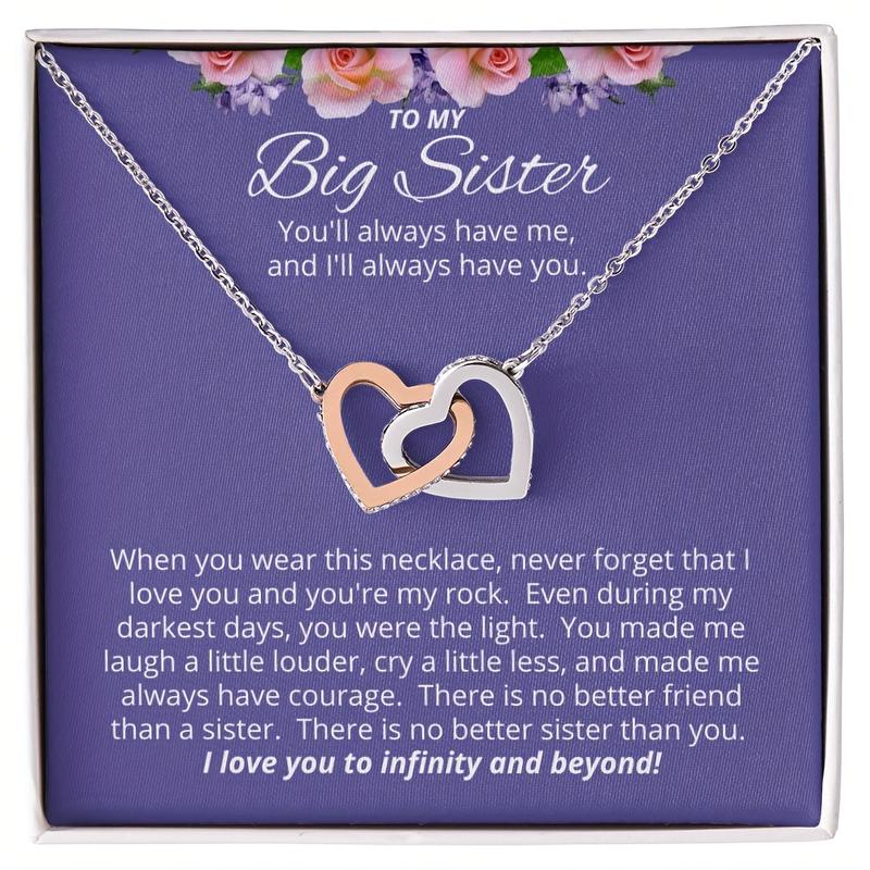 Big Sister Gift Necklace - Meaningful Gift for Big Sis - Sister Jewelry for Birthday or Christmas Heart Necklace for Women