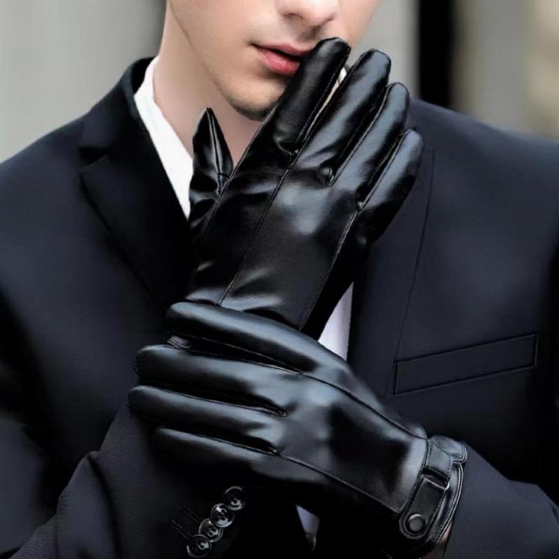 Warm Touchscreen Gloves for Winter Riding, Adjustable Black Soft Gloves with Cashmere Lining, Ideal Gifts for Him