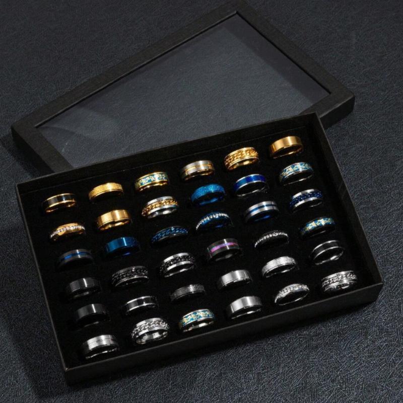 9pcs Set Men's Stainless Steel Fashion Gift Rings