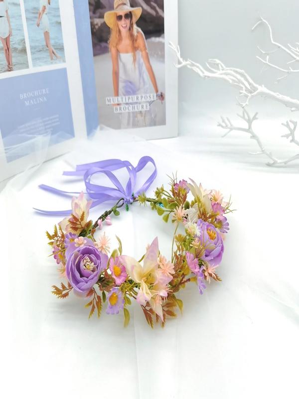 2024 New Style Flower Decorated Headband, Cute Bridal Headwear for Wedding Bridal Party Formal Occasions, Fashion Hair Accessories for Women & Girls