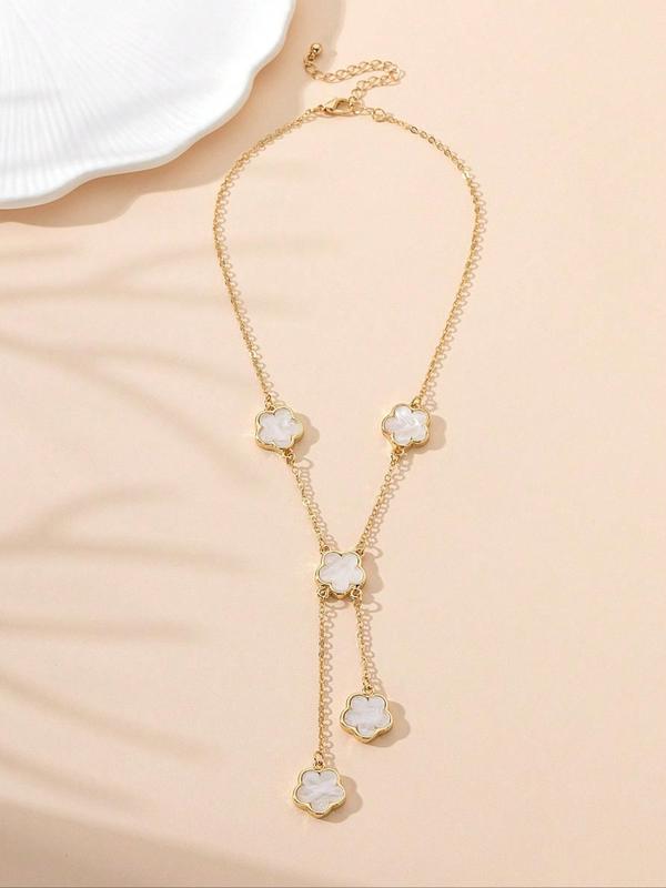 Elegant Flower Detail Pendant Necklace for Gift, Alloy Cute Matching Necklace Jewelry for Women, Gorgeous Classic Accessories for Daily Wear & Party