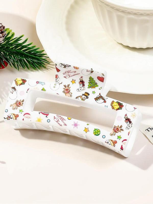 Christmas Themed Hair Claws, Cute Snowman & Tree  & Santa Claus Pattern Hair Claws, Fashion Hair Accessories for Women & Girls