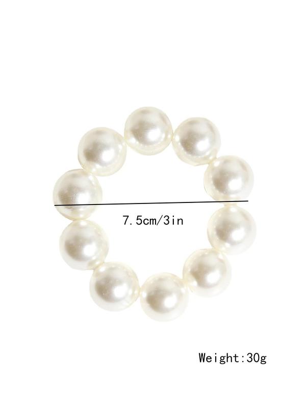 Women's Elegant Faux Pearl Decorated Hair Tie for Summer, Exquisite Trendy Hair Tie, Fashionable Hair Accessories for Women & Girls