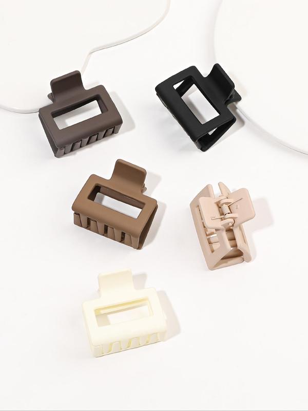 Summer Simple Plain Hollow Square Design Frosted Non-slip Mini Hair Clips, Daily Casual Versatile Hair Accessories for Women Girls