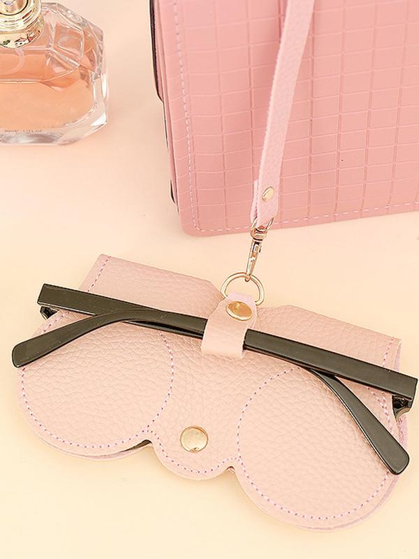 Cute Sunglasses Protective Case for Women, Plain Artificial Leather Design Textured Glasses Bag, Creative and Fashionable Portable Glasses Case Fall