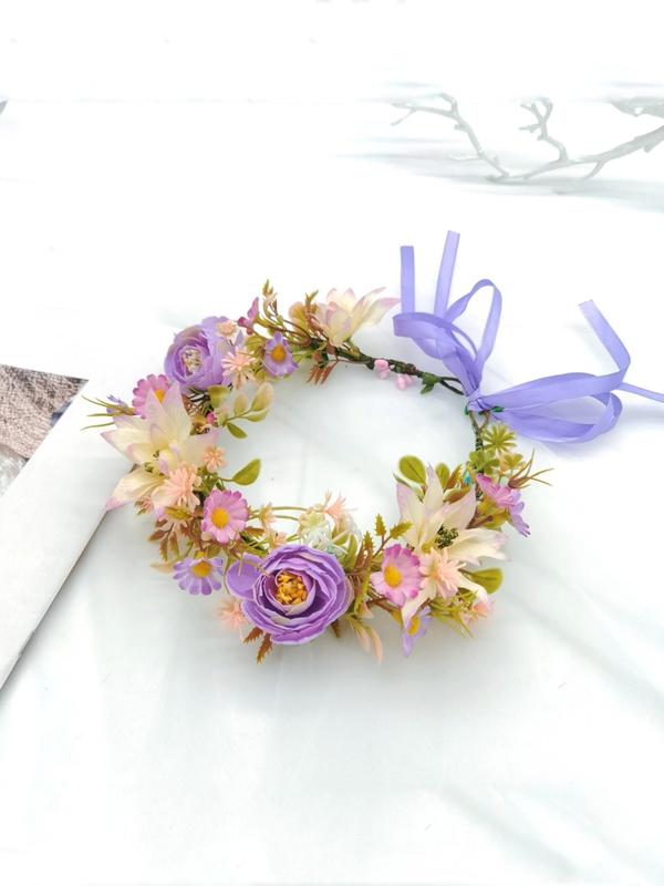 2024 New Style Flower Decorated Headband, Cute Bridal Headwear for Wedding Bridal Party Formal Occasions, Fashion Hair Accessories for Women & Girls