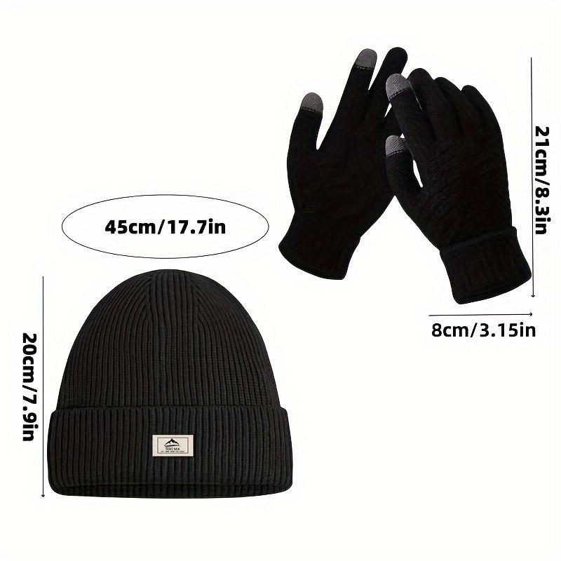 Men's Two-Ways-Of -Wearing Beanie Hat & Gloves Set, 1 Count Windproof Hat & 1 Pair Of Gloves, Outdoor Sports Hat & Gloves for Fall & Winter.