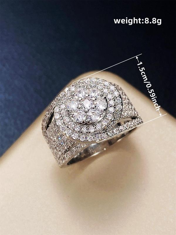 Elegant Rhinestone Decorated Ring, 2024 New Style Fashion Accessories for Women, Trendy All-match & Exquisite Engagement Ring for Birthday Gift