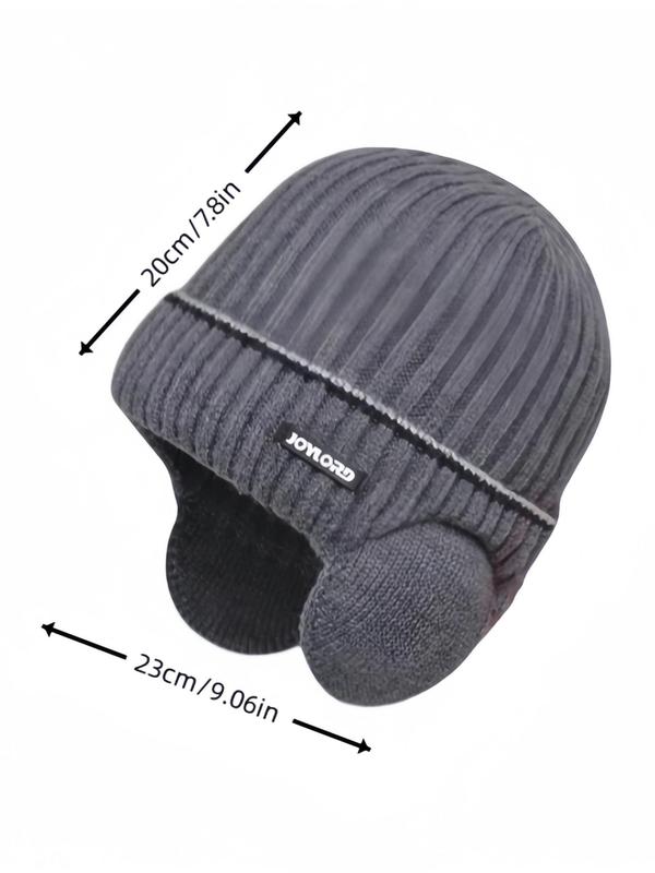 Unisex Outdoor Thick Knitted Hat, Winter Ear Protection and Warm Hat, Casual Letter Label Decor Beanie Hat for Fall & Winter, Warm Hat for Men & Women