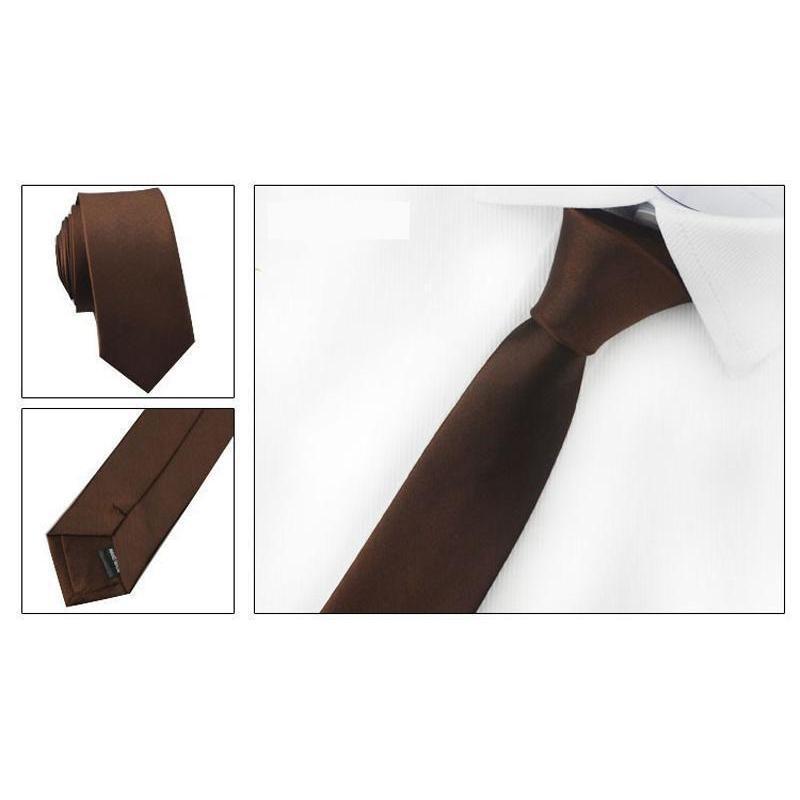 SKINNY NECK TIE Solid Casual Plain Slim Suit 2