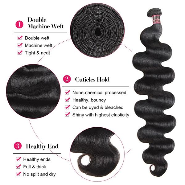 Body Wave Bundles Human Hair Weave 1 3 4 Bundles Natural Color Remy Hair Weave Extensions