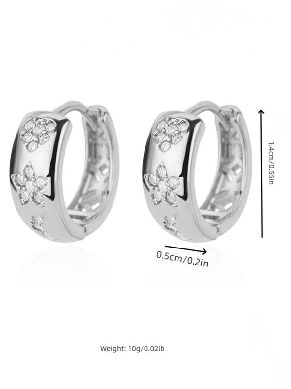 Fashion Trendy Rhinestone Decor Hoop Earrings for Girlfriend, Casual Ear Matching Jewelry for Party, Daily Clothing Decor