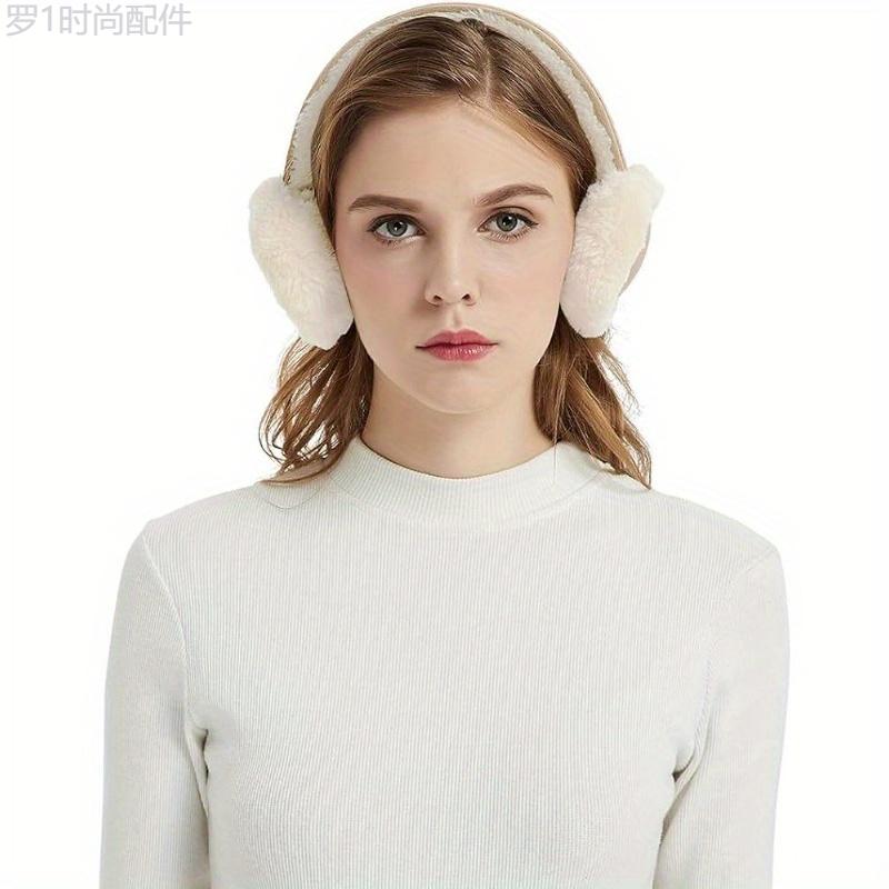 Cozy & Soft Plush Earmuffs for Winter Sports - Warm Ear Warmers, White Polyester, Dry Clean Only