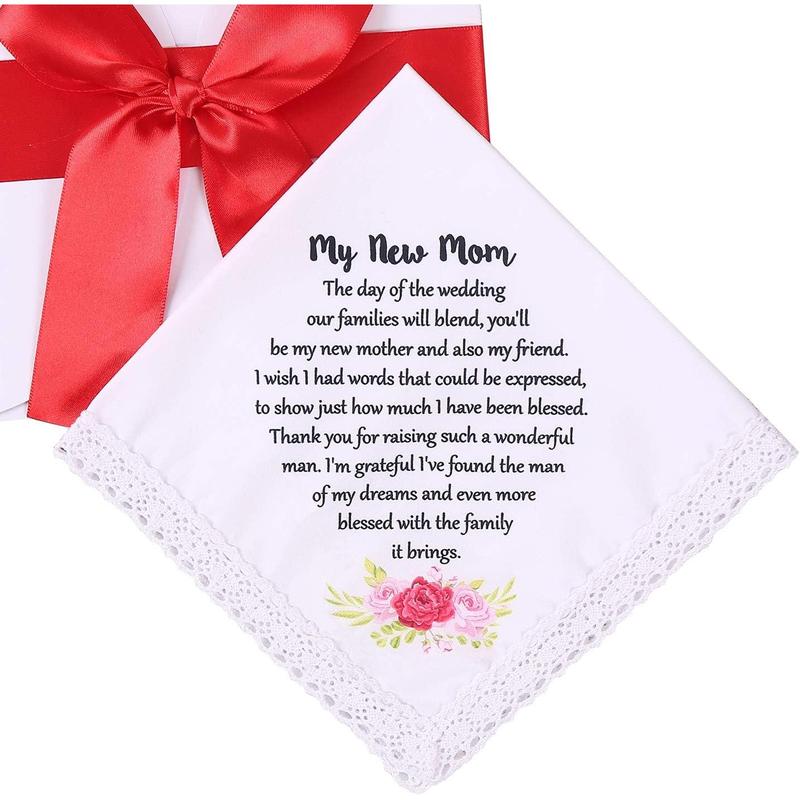 Wedding Handkerchief for Bride's Mother, Mom Wedding Gift from Daughter, Keepsake Hankie for Mother