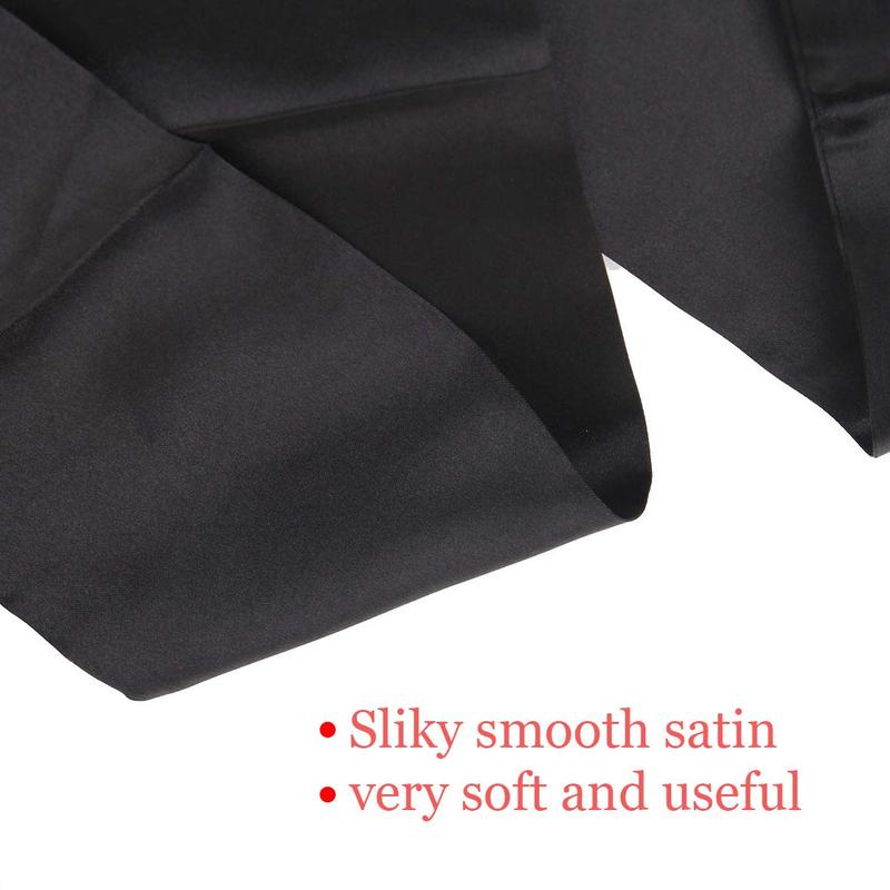 2 count Silky Satin Edge Scarves 4.5x54 Large Wig Grip Band Women Satin Headband For Lace front Wigs Non Slip  Wrap Black Satin Edge Laying Scarf For Makeup, Facial,,Yoga