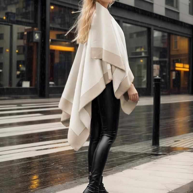 Autumn Winter women's fashion shawl Front open shawl sweater Casual cardigan shawl Poncho Warm running shawl