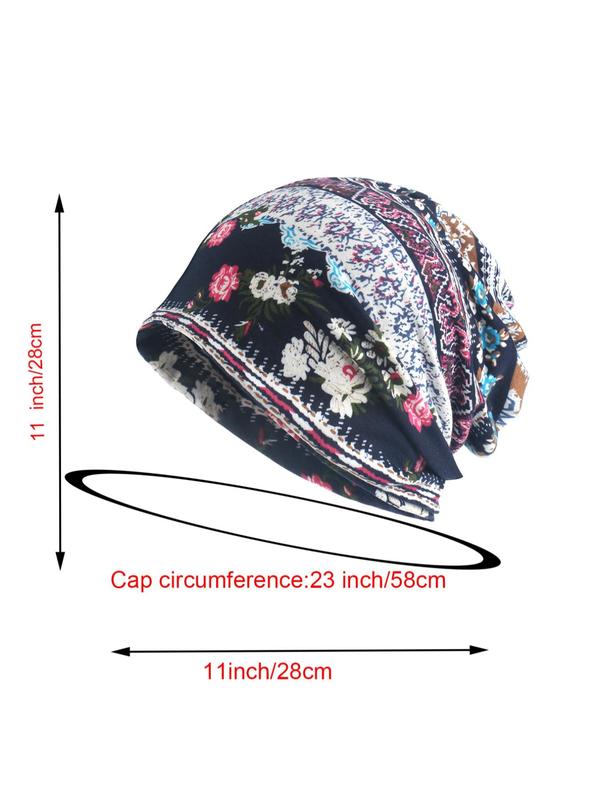 Unisex Casual Floral Print Sleep Beanie, Skull Cap