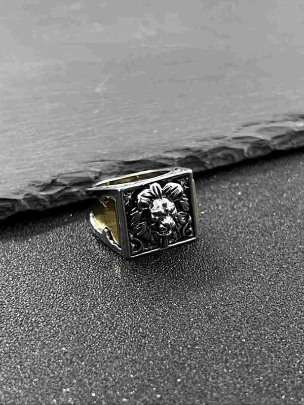 Punk Style Lion Head Design Ring, Multifunctional Creative Invisible Box Storage Ring for Daily Clothing Decor, Party, Minimalist Aesthetic Jewelry