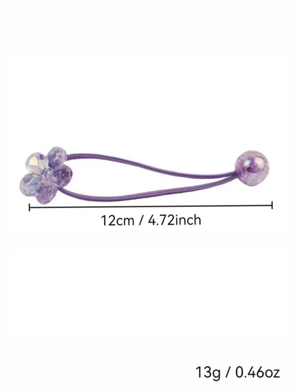 Random Color Flower Decor Hair Tie Set, Cute High Stretch Hair Tie, Fashion Hair Accessories for Women & Girls, Minimalist Headwear Suitable for Thick Hair