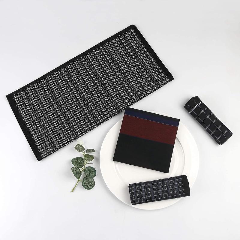 Men’s Handkerchiefs, Black Cotton Handkerchiefs for Men, 17x17 11 Count