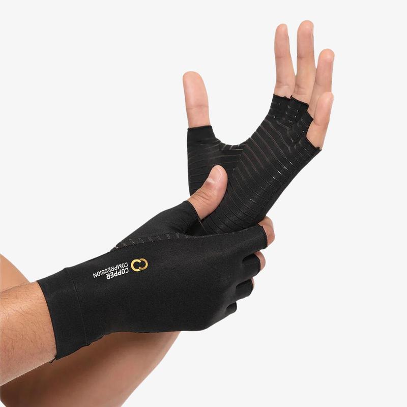 Copper Compression Gloves for Men and Women - All-Day Hand Comfort Relief Half Finger Design