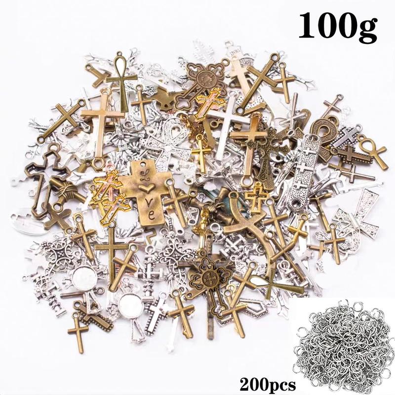 Random Vintage Cross Pendant, 100g(50-60pcs) DIY Jewelry Making Supplies, Jewelry Making Accessories for Women & Teenager