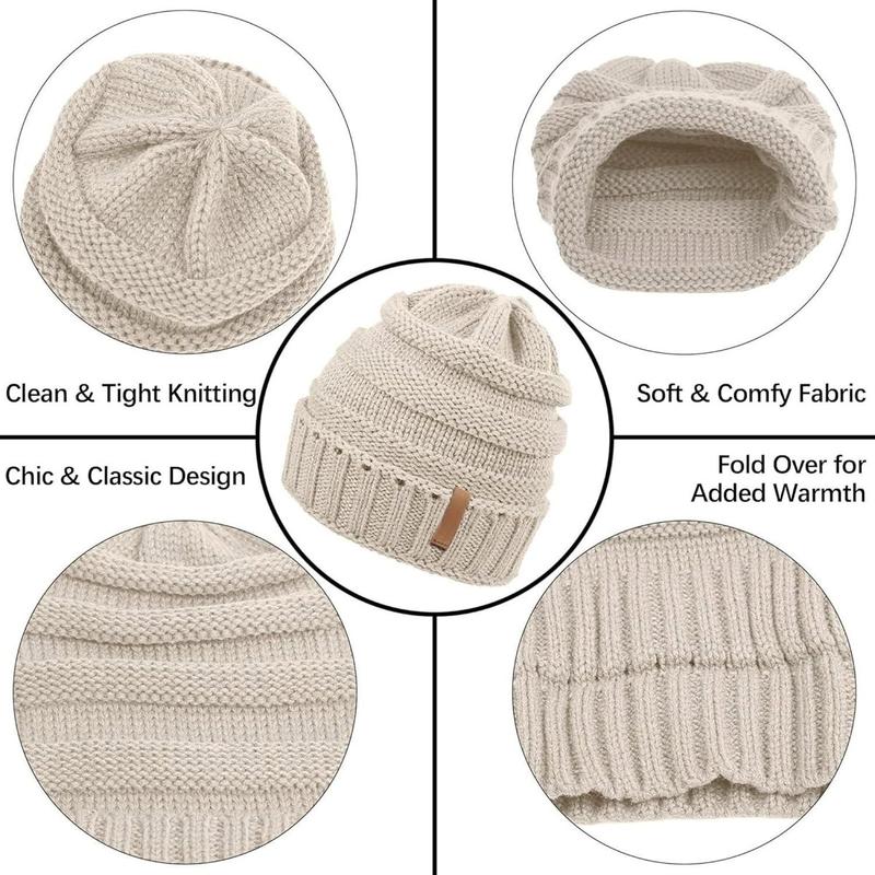 Winter Warm Sets Knitted Scarf Beanie Hat Touch Screen Gloves and Winter Ear Warmer Hats for Women or Men