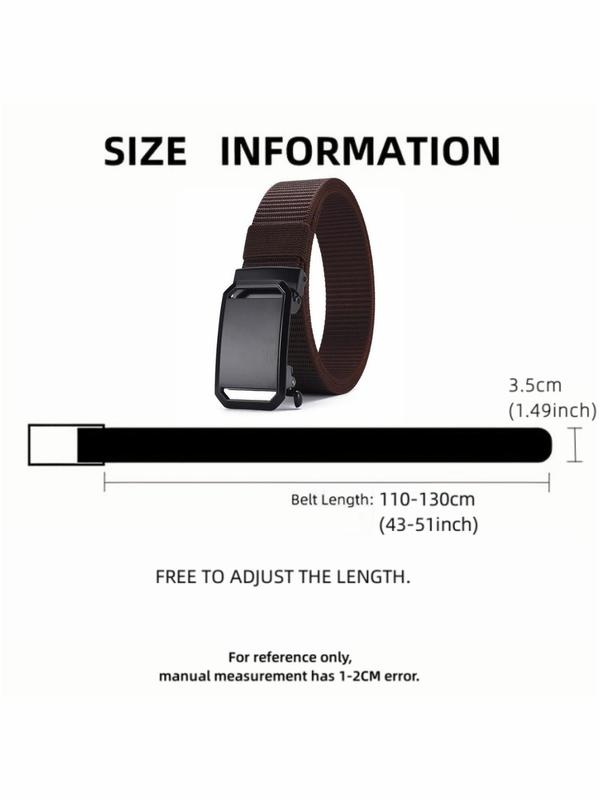 Men's Minimalist Casual Plain Color Nylon Tape Belt, 2024 New Style Fashionable Automatic Buckle Belt, Casual Outdoor Military Training Pants Belt for Men