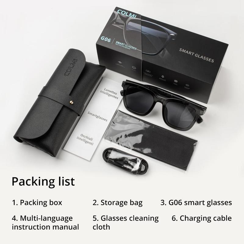 COLMI Smart Glasses, Wireless Headphones Sunglasses, Smart Sports Sunglasses with Microphone, Suitable for Gifts, Travel Essentials