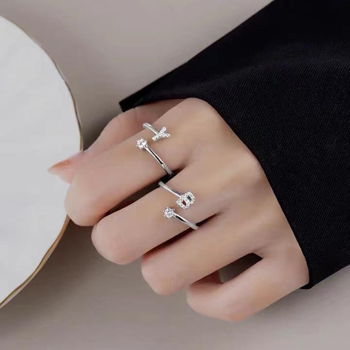 1 Piece Letter rings, Adjustable size, Initial rings for female, Daily wear,couple rings,Non-allergenic material,Christmas Gifts