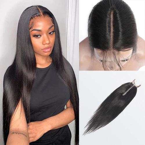 [Wequeen] Upgrade 2x6 4x4 5x5 13x4 Body Wave Straight Transparent Lace Closure #1B Natural Black 12-20inch